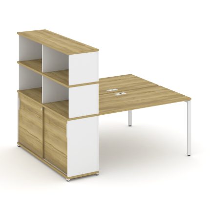 Concept Рабочая станция с опорным шкафом-купе с надставкой выс. CN.DRS-243 W Дуб Винченцо/Белый Брил