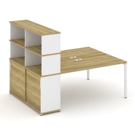 Concept Рабочая станция с опорным шкафом-купе с надставкой выс. CN.DRS-244 W Дуб Винченцо/Белый Брил
