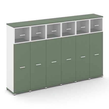 Concept Шкаф 6 узких секций, 4 ниши CN.STU-464 RPW W Кобо/Белый Бриллиант/Металл Белый/Прозрачный 25