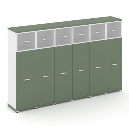 Concept Шкаф 6 узких секций, 4 ниши CN.STU-464 RMW W Кобо/Белый Бриллиант/Металл Белый/Сатин 2500*42