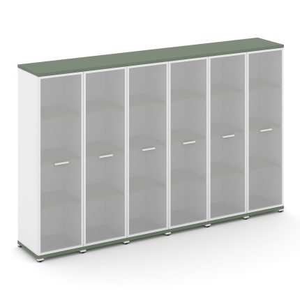 Concept Шкаф 6 узких секций, 4 ниши CN.STU-466 RMW W Кобо/Белый Бриллиант/Металл Белый/Сатин 2500*42