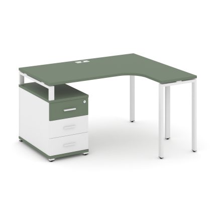 Concept Стол эргономичный с опорной тумбой CN.SA-301(R) W Кобо/Белый Бриллиант/Металл Белый 1380/174