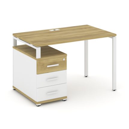 Concept Стол письменный с 1 опорной тумбой CN.SP-302 W Дуб Винченцо/Белый Бриллиант/Металл Белый 118