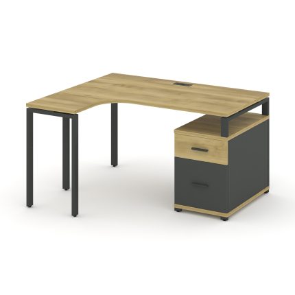 Concept Стол эргономичный с опорной тумбой CN.SA-303(L) A Дуб Винченцо/Антрацит/Металл Антрацит 1580