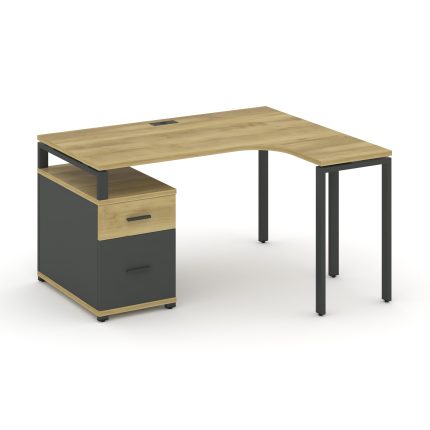 Concept Стол эргономичный с опорной тумбой CN.SA-303(R) A Дуб Винченцо/Антрацит/Металл Антрацит 1580