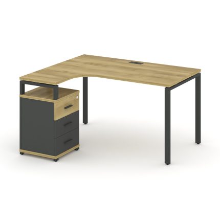 Concept Стол эргономичный с опорной тумбой CN.SA-307(L) A Дуб Винченцо/Антрацит/Металл Антрацит 1580
