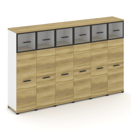 Concept Шкаф 6 узких секций, 4 ниши CN.STU-464 RPB B Дуб Винченцо/Белый Бриллиант/Металл Черный/Проз