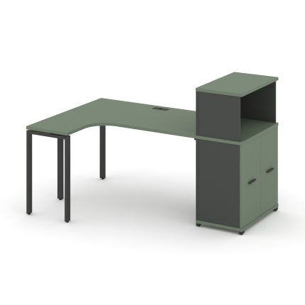 Concept Стол эргономичный с опорным распаш. шкафом с надставкой низ.  CN.SA-213(L) A Кобо/Антрацит/М