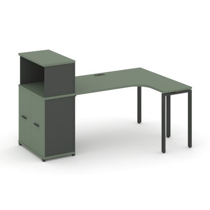 Concept Стол эргономичный с опорным распаш. шкафом с надставкой низ.  CN.SA-213(R) A Кобо/Антрацит/М