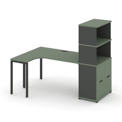 Concept Стол эргономичный с опорным распаш. шкафом с надставкой выс.  CN.SA-215(L) A Кобо/Антрацит/М