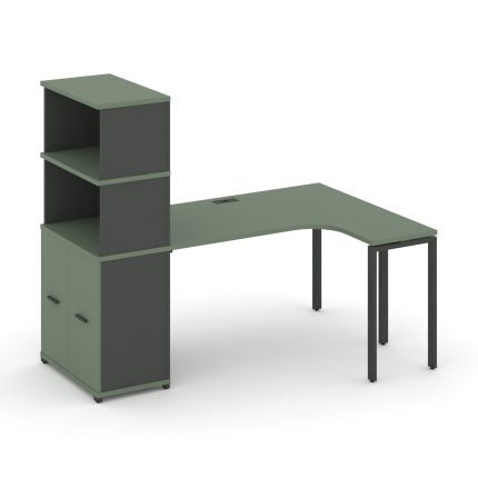 Concept Стол эргономичный с опорным распаш. шкафом с надставкой выс.  CN.SA-216(R) A Кобо/Антрацит/М