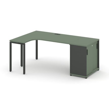 Concept Стол эргономичный с опорным шкафом-купе  CN.SA-217(L) A Кобо/Антрацит/Металл Антрацит 1800*1