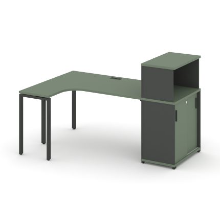 Concept Стол эргономичный с опорным шкафом-купе с надставкой низ.  CN.SA-220(L) A Кобо/Антрацит/Мета