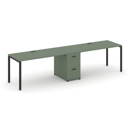 Concept Рабочая станция 2 места с 1 опорной тумбой CN.ORS-405 B Кобо/Металл Черный 2380*720*750