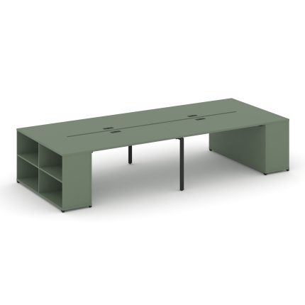 Concept Рабочая станция с опорными стеллажами CN.DRS-247 Кобо/Металл Черный 3600*1480*750