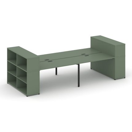 Concept Рабочая станция с опорными стеллажами с надставкой низ. CN.DRS-254 Кобо/Металл Черный 3200*1