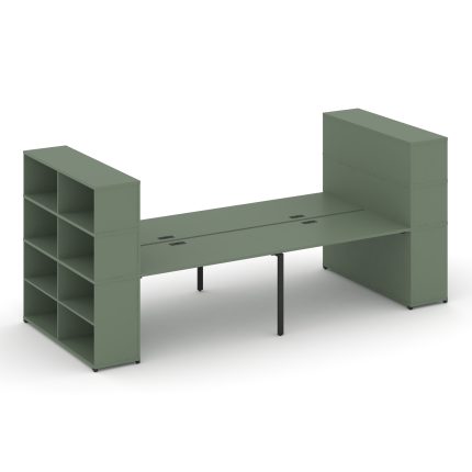 Concept Рабочая станция с опорными стеллажами с надставкой выс. CN.DRS-259 Кобо/Металл Черный 3600*1