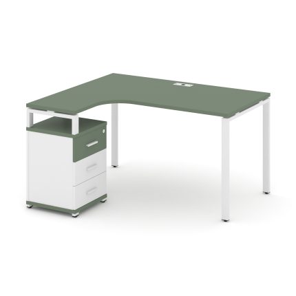 Concept Стол эргономичный с опорной тумбой CN.SA-305(L) W Кобо/Белый Бриллиант/Металл Белый 1380*118