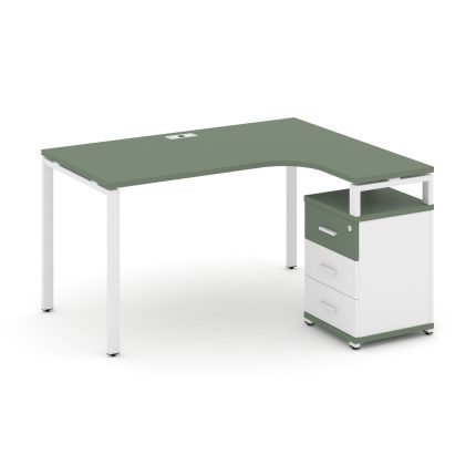 Concept Стол эргономичный с опорной тумбой CN.SA-307(R) W Кобо/Белый Бриллиант/Металл Белый 1580*118