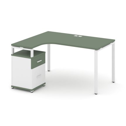 Concept Стол эргономичный с опорной тумбой CN.SA-308(L) W Кобо/Белый Бриллиант/Металл Белый 1580*118