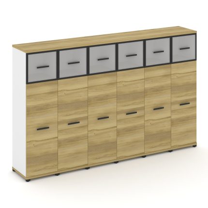 Concept Шкаф 6 узких секций, 4 ниши CN.STU-464 RMB B Дуб Винченцо/Белый Бриллиант/Металл Черный/Сати