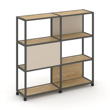 Shelf Mobile Стеллаж 4 уровня 2 секции VR.LT-STK-414.06 Тиквуд Светлый/Металл Антрацит/W-04 1170*400