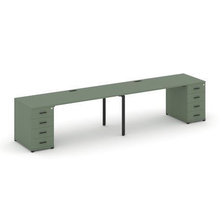 Concept Рабочая станция 2 места с 2 опорными тумбами CN.ORS-411 B Кобо/Металл Черный 3600*720*750