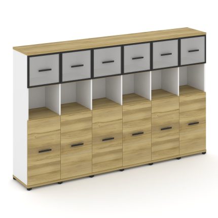 Concept Шкаф 6 узких секций, 4 ниши CN.STU-465 RMB B Дуб Винченцо/Белый Бриллиант/Металл Черный/Сати