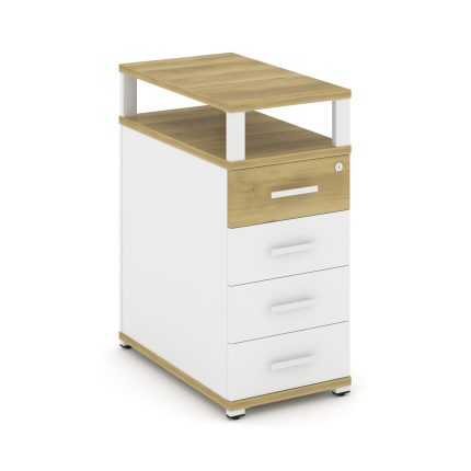 Concept Тумба опорная/приставная 4 ящ. с надставкой CN.TGO-003 W Дуб Винченцо/Белый Бриллиант/Металл