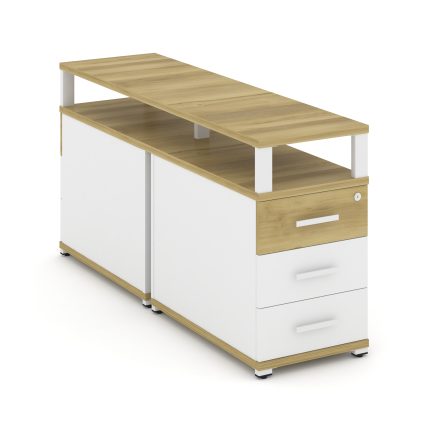 Concept Тумба двухсторонняя приставная 3 ящ. с надставкой. CN.DTGP-001 W Дуб Винченцо/Белый Бриллиан