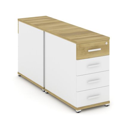 Concept Тумба двухсторонняя опорная/приставная 4 ящ. CN.DTGO-002 W Дуб Винченцо/Белый Бриллиант/Мета