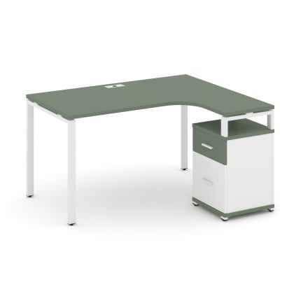 Concept Стол эргономичный с опорной тумбой CN.SA-308(R) W Кобо/Белый Бриллиант/Металл Белый 1580*118