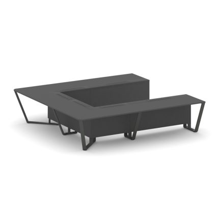 Steel Meet Стол переговорный П-образный KDK-PR.B.SP-11P Антрацит/Металл Антрацит 3200*3200*750