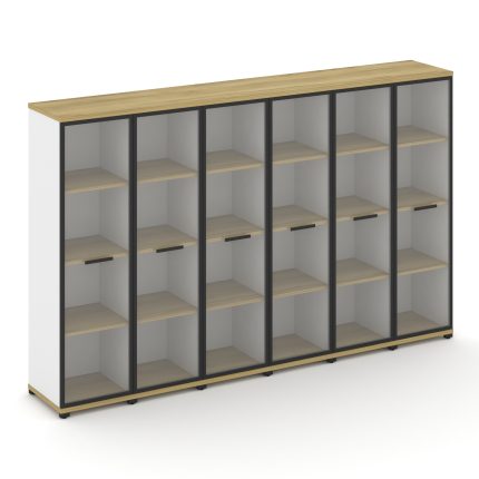Concept Шкаф 6 узких секций, 4 ниши CN.STU-466 RPB B Дуб Винченцо/Белый Бриллиант/Металл Черный/Проз