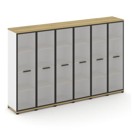 Concept Шкаф 6 узких секций, 4 ниши CN.STU-466 RMB B Дуб Винченцо/Белый Бриллиант/Металл Черный/Сати