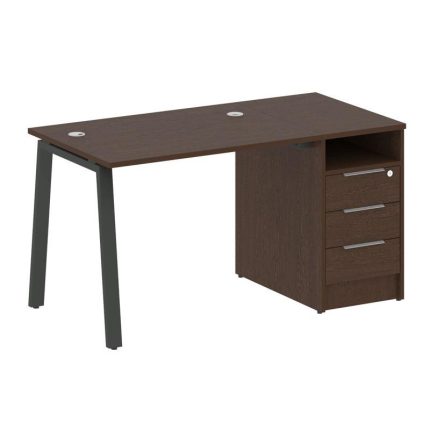 Metal System Рабочая станция с тумбой на А-образном м/к БА.РС-СТП-1.1 Венге Цаво/Металл Антрацит 141