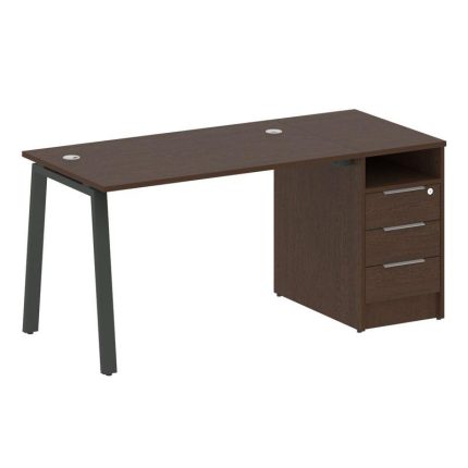 Metal System Рабочая станция с тумбой на А-образном м/к БА.РС-СТП-1.2 Венге Цаво/Металл Антрацит 161