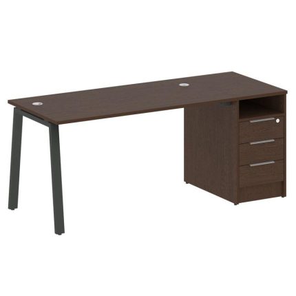 Metal System Рабочая станция с тумбой на А-образном м/к БА.РС-СТП-1.3 Венге Цаво/Металл Антрацит 181