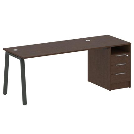 Metal System Рабочая станция с тумбой на А-образном м/к БА.РС-СТП-1.4 Венге Цаво/Металл Антрацит 201