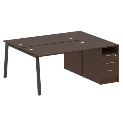 Metal System Рабочая станция с тумбой на А-образном м/к БА.РС-СТП-2.3 Венге Цаво/Металл Антрацит 181