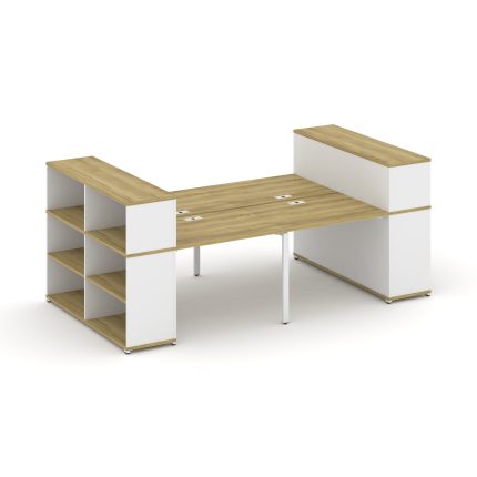 Concept Рабочая станция с опорными стеллажами с надставкой низ. CN.DRS-253 Дуб Винченцо/Белый Брилли