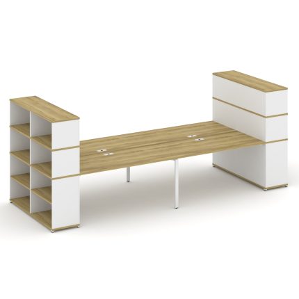 Concept Рабочая станция с опорными стеллажами с надставкой выс. CN.DRS-260 Дуб Винченцо/Белый Брилли