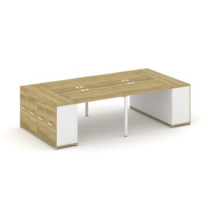 Concept Рабочая станция с опорными распаш. шкафами CN.DRS-261 W Дуб Винченцо/Белый Бриллиант/Металл