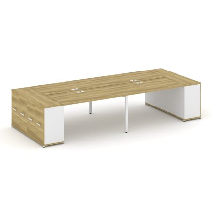 Concept Рабочая станция с опорными распаш. шкафами CN.DRS-263 W Дуб Винченцо/Белый Бриллиант/Металл
