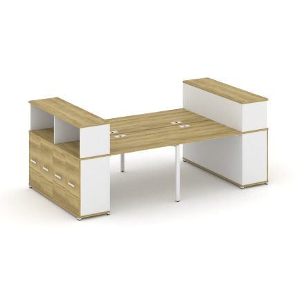 Concept Рабочая станция с опорными распаш. шкафами с надставкой низ. CN.DRS-269 W Дуб Винченцо/Белый