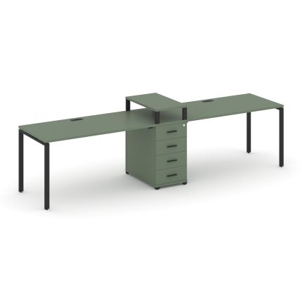 Concept Рабочая станция 2 места с 1 опорной тумбой CN.ORS-418 B Кобо/Металл Черный 2780*720*917