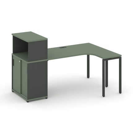 Concept Стол эргономичный с опорным шкафом-купе с надставкой низ.  CN.SA-220(R) A Кобо/Антрацит/Мета