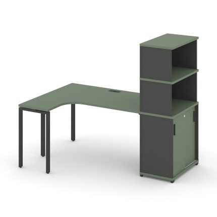 Concept Стол эргономичный с опорным шкафом-купе с надставкой выс.  CN.SA-221(L) A Кобо/Антрацит/Мета