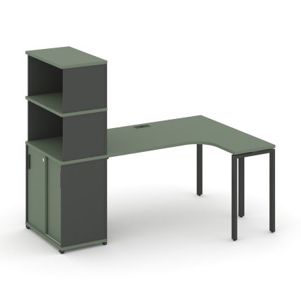 Concept Стол эргономичный с опорным шкафом-купе с надставкой выс.  CN.SA-222(R) A Кобо/Антрацит/Мета