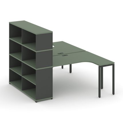 Concept Рабочая станция с опорным стеллажом с надставкой выс. CN.DSA-208 Кобо/Антрацит/Металл Антрац